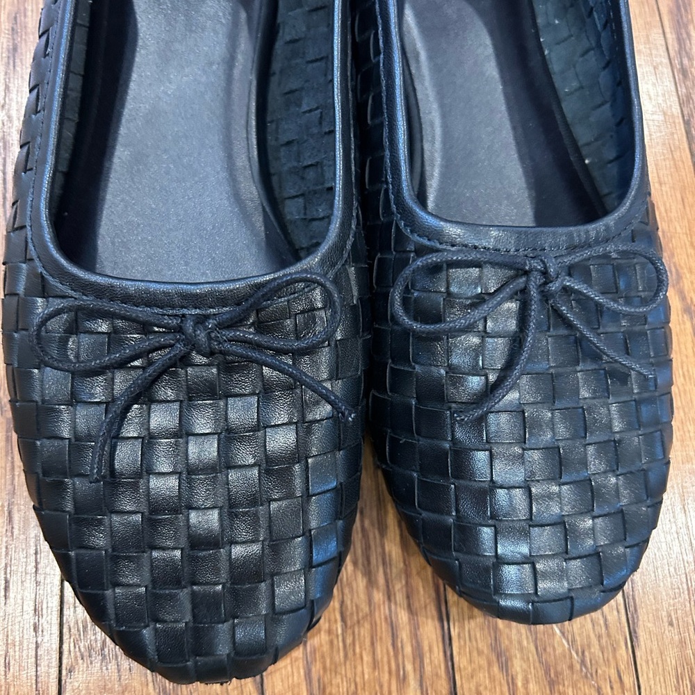 Quince Black Woven Leather Ballet Flats - Picture 5 of 8